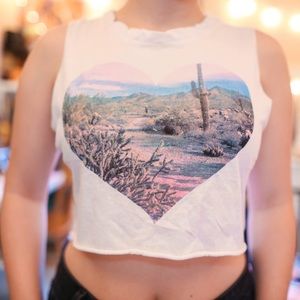 Desert print pastel heart crop top